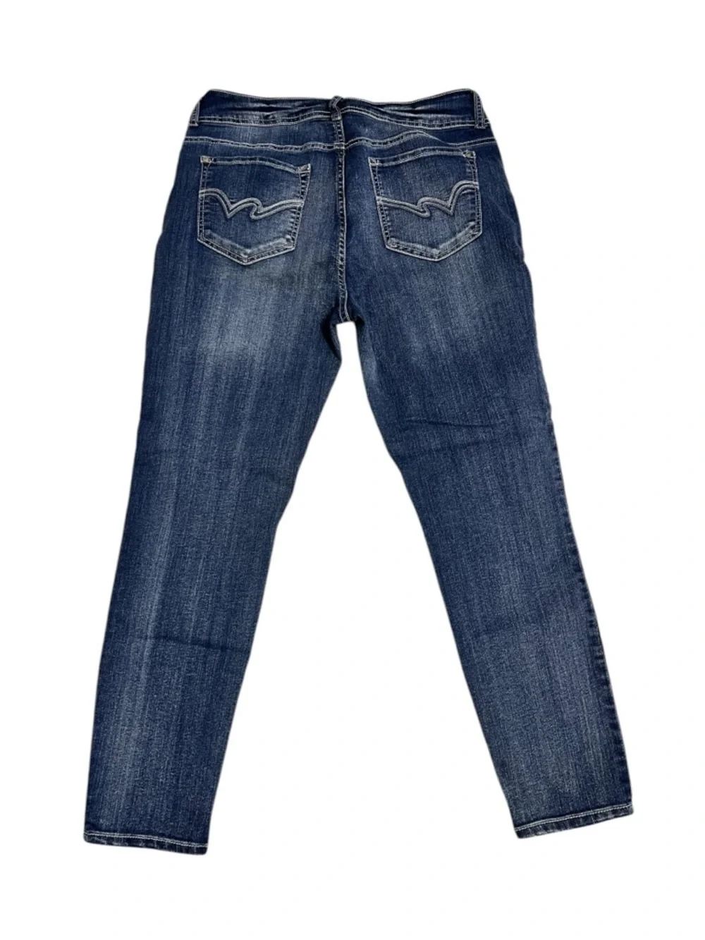 Wallflower Women's Flirty Curvy High Rise Cropped Skinny Jeans with Faded Detail - Picture 4 of 4